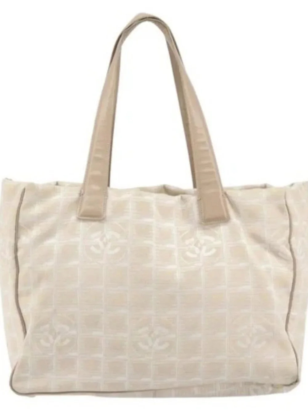 CHANEL New Travel Line Tote Bag Nylon Pink Gold CC Auth BA9876